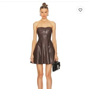 Norma Kamali Strapless Grace Mini Dress in Chocolate